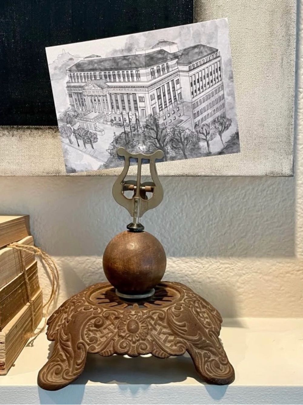 Unique Card/picture/note holder made w/recycled pieces